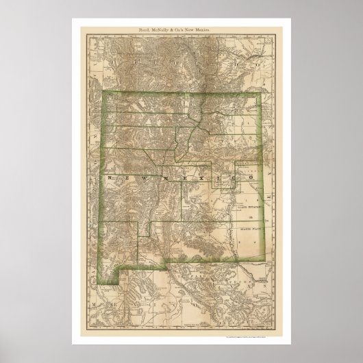 Eisenbahnplan New Mexico 1879 Poster (Vorne)