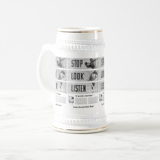Eisenbahnsicherheit auf Long Island Bierglas (Vorderseite Links)