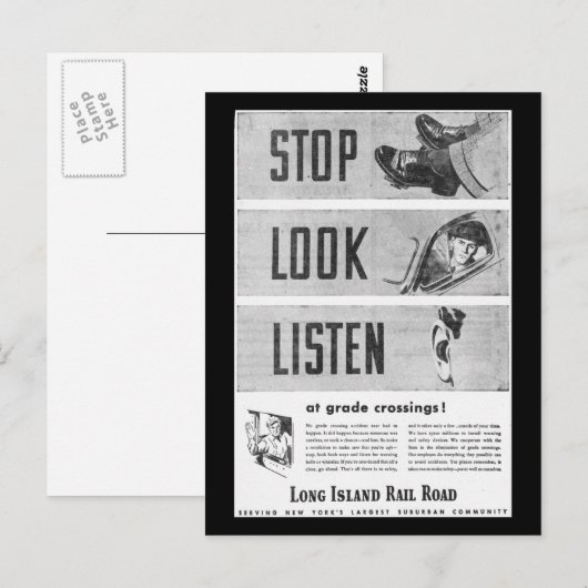 Eisenbahnsicherheit auf Long Island Postkarte (Vorne/Hinten)