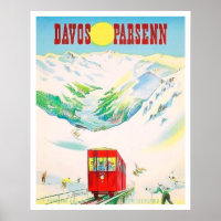 Eisenbahnstrecke Davos Parsenn, Roter Zug, Vintage