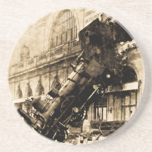 Eisenbahnunfall von Montparnasse 1895 Vintage Sandstein Untersetzer