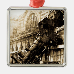 Eisenbahnunfall von Montparnasse 1895 Vintage Silbernes Ornament