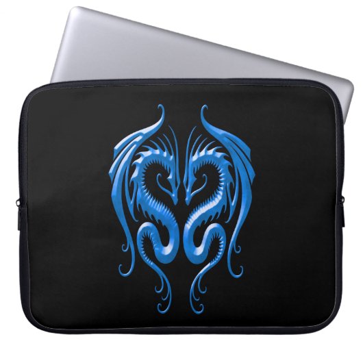 Eisendrachen, -BLAU und -SCHWARZES Laptopschutzhülle (Vorderseite)