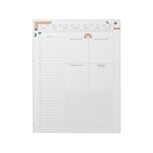 Eisenhower Matrix Undated Daily Notizblock (Rotiert)