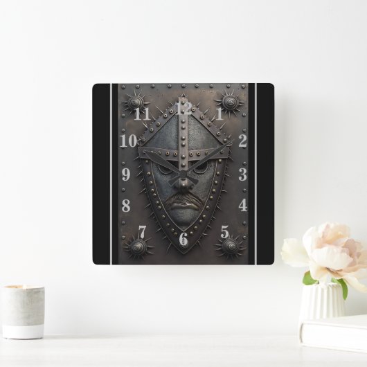 Eisenhülse mit Maske-Uhr Quadratische Wanduhr (Zuhause)