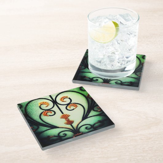 Eisenkraut Glasuntersetzer (Schrägansicht)