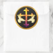 Eisenkreuz mit Tauben auf schwarzem Hintergrund Runder Aufkleber (Tasche)