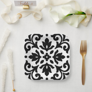 Eisenlace Schwarzweiß Vintage Pappteller