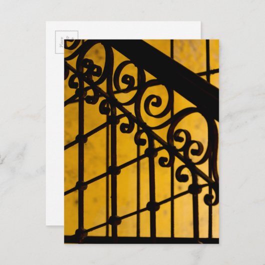 Eisentor-Muster in gelb, Kuba Postkarte (Vorne/Hinten)