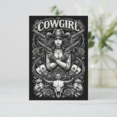 Eiserne Cowgirl Dankeskarte (Stehend Vorderseite)