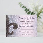 eiserne Lilie "indigo/Rose" Wedding RSVP Karte (Stehend Vorderseite)