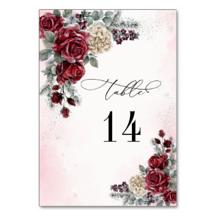 Eiserne Rosen Winter-Hochzeit Tischnummer