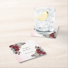 Eiserne Rosen Winterhochzeit Rechteckiger Pappuntersetzer