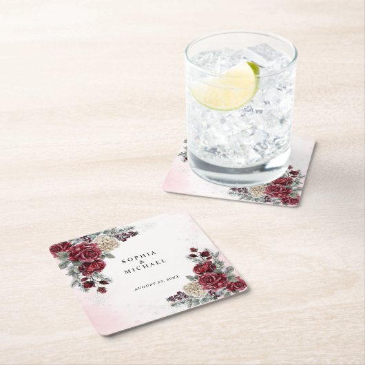 Eiserne Rosen Winterhochzeit Rechteckiger Pappuntersetzer (Vor Ort)