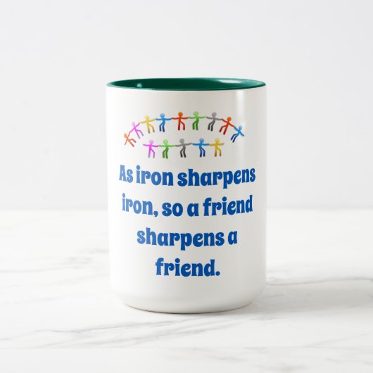 Eiserne Sharpens Eisen - Freundschaftsangebot Zweifarbige Tasse (Mittel)