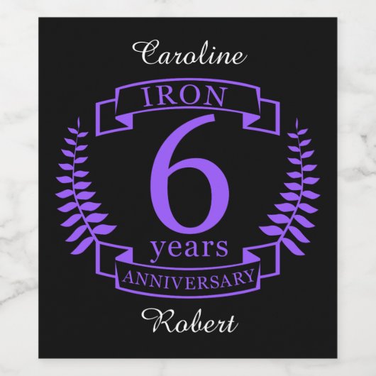 Eiserneheirat 6 Jahre Weinetikett (Einzelnes Label)