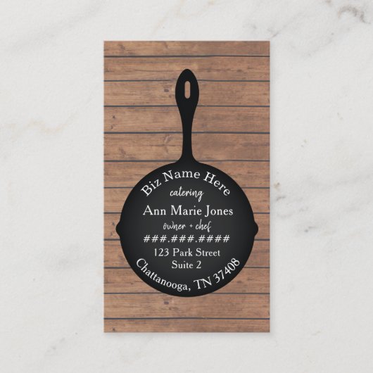 Eiserner Skillet Rustikales Restaurant Caterer Visitenkarte (Vorderseite)