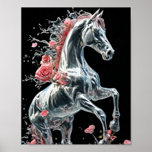 Eisernes Pferd aus Eis gefertigt Winter Fantasy Sz Poster