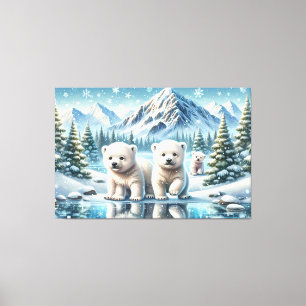 Eisfamilie Schneebedeckte Berglandschaft Leinwanddruck