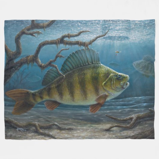 Eisfischen auf Barsche Fleecedecke (Vorderseite (Horizontal))