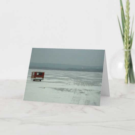 Eisfischen-Folgekarte Feiertagskarte (Vorderseite)