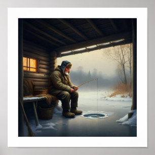 Eisfischen im Winter Poster