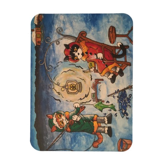 Eisfischen in der Nacht Magnet (Vertikal)