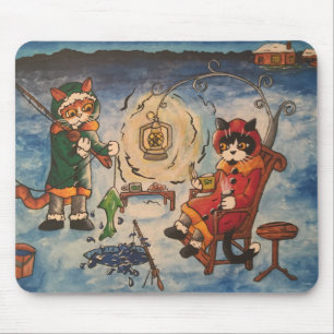Eisfischen in der Nacht Mousepad