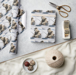 Eisfischen mit Eisbären Geschenkpapier