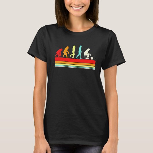 Eisfischen Retro-Stil Evolution Des Menschen Für F T-Shirt (Vorderseite)
