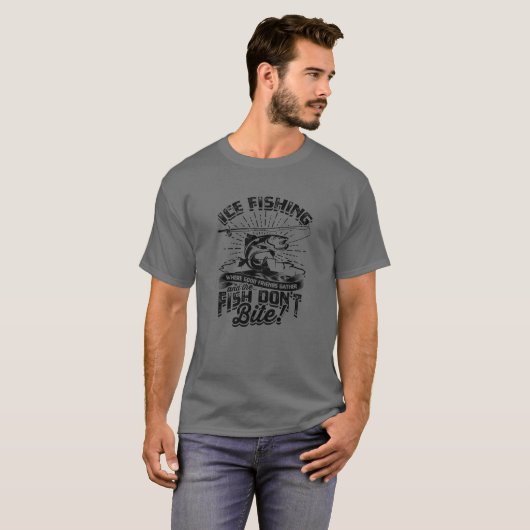 Eisfischen Wo sich Freunde und der Fisch versammel T-Shirt (Vorne ganz)