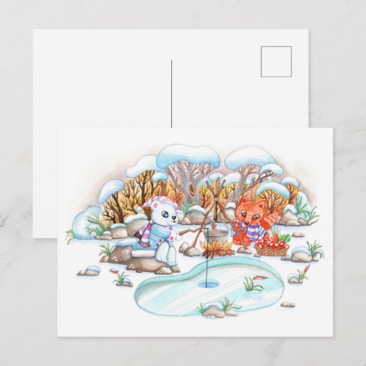 Eisfischerei Postkarte (Vorne/Hinten)