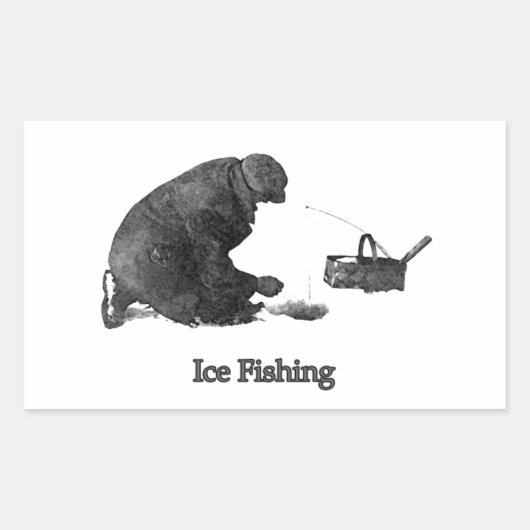 Eisfischerei Rechteckiger Aufkleber (Vorderseite)