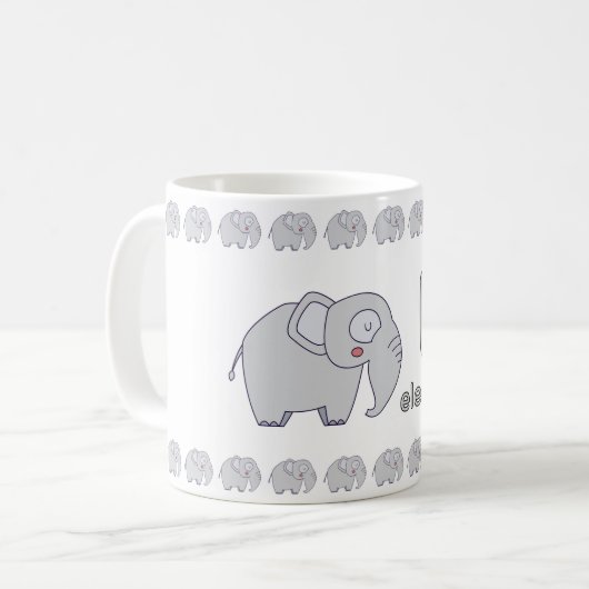 EisforElephant–FunAlphabetCupDesign Kaffeetasse (Vorderseite Links)