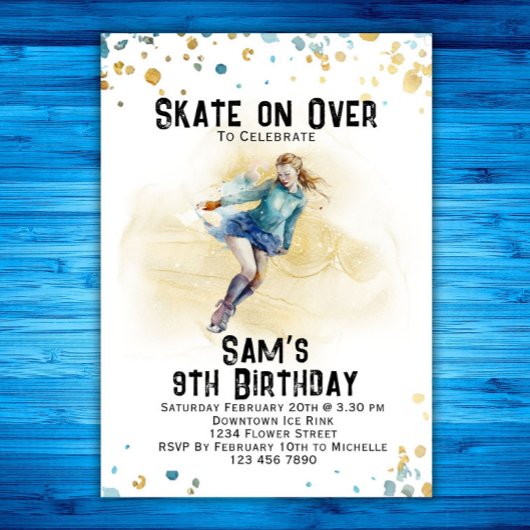 Eisgeburt-Einladung, Ice-Skaten-Party, Skaten Einladung