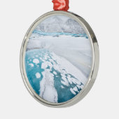 Eisgefrorenes Gletschereis, Island Silbernes Ornament (Links)