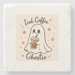 Eisgekühlter Kaffee-Geist - Süßes Halloween Steinuntersetzer
