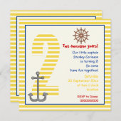 Eisgelbes Segelboot, weißes 2. Party Einladung (Vorne/Hinten)