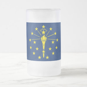 Eisglas-Tasse mit Flagge von Indiana, USA Mattglas Bierglas
