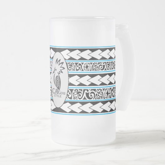 Eisglastasse. Ethnic/Blue Sky Mattglas Bierglas (VorderseiteRechts)