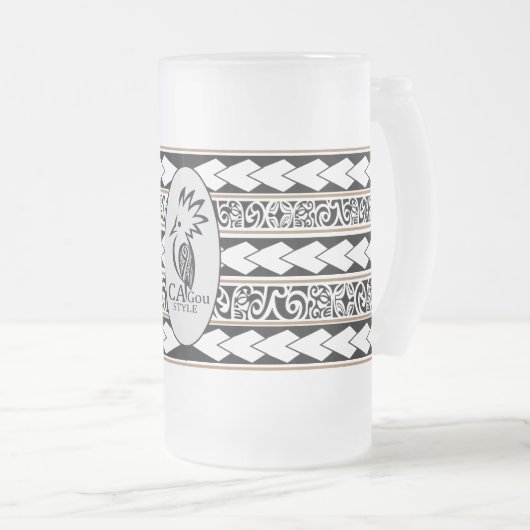 Eisglastasse. Tribal Ethnic Mattglas Bierglas (VorderseiteRechts)