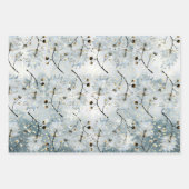 Eisgrau Winter Holly Berries Goldener Schneefall Geschenkpapier Set (Vorderseite 2)