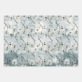 Eisgrau Winter Holly Berries Goldener Schneefall Geschenkpapier Set (Vorderseite 3)