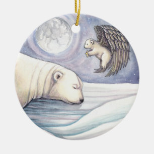 Eish熊 mit Engel Weihnachtsbaumanhänger Keramikornament