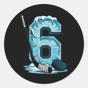 Eishockey 6 Jahre Geburtstag Junge 6. Geburtstag K Runder Aufkleber