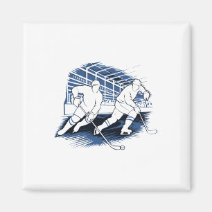 Eishockey-Action-Silhouetten-Grafik  Magnet