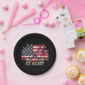 Eishockey - Amerikanische Flagge Pappteller (Party)