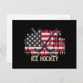 Eishockey - Amerikanische Flagge Postkarte (Vorne/Hinten)