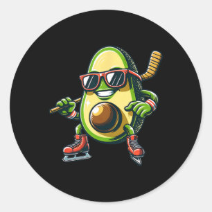 Eishockey Avocado Schlittschuh Spaß Sonnenbrille Runder Aufkleber