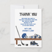 Eishockey-Baby-Dusche Dankeskarte (Vorderseite)